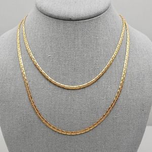 Vintage Roget Necklace Cobra Serpentine Gold tone Chain 28 Inch Costume Jewelry